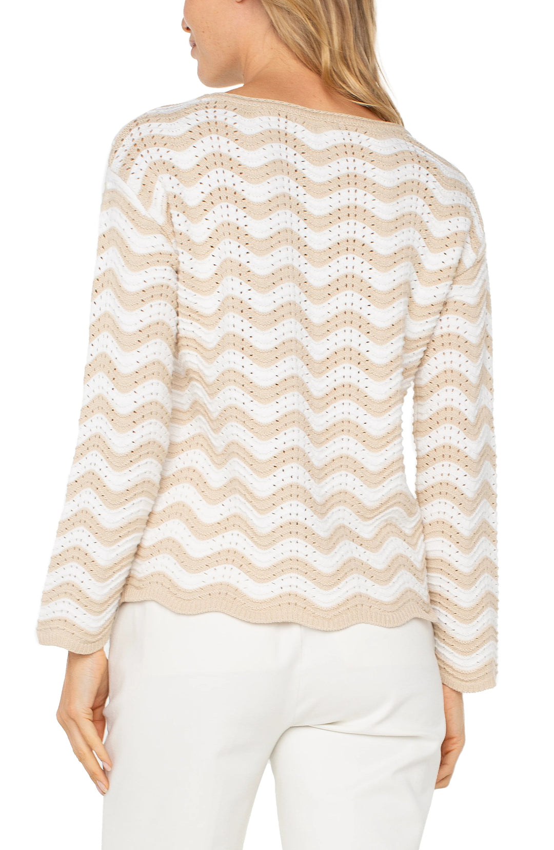 POINT BOATNECK SWEATER - ivory/tan