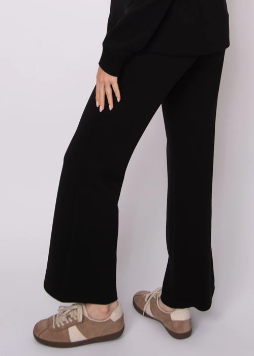 FLORINE SOFT KNIT FLARE PANT - black or prune