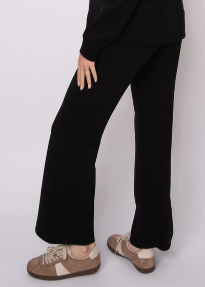 FLORINE SOFT KNIT FLARE PANT - black or prune