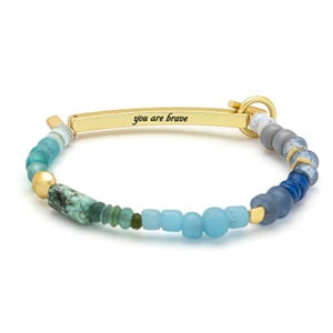 BRAVE HIDDEN MESSAGE BRACELET -African Turquoise/Gold