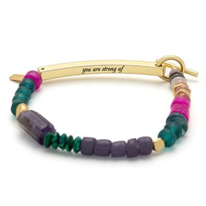 STRONG AF HIDDEN MESSAGE BRACELET-Amethyst/Gold