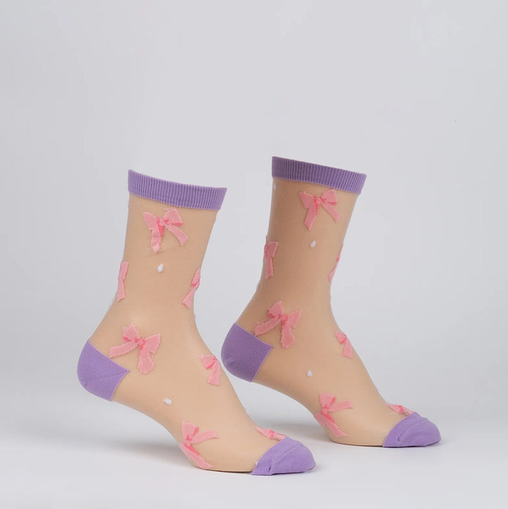 "WRAPPED IN A BOW" SHEER CREW SOCKS