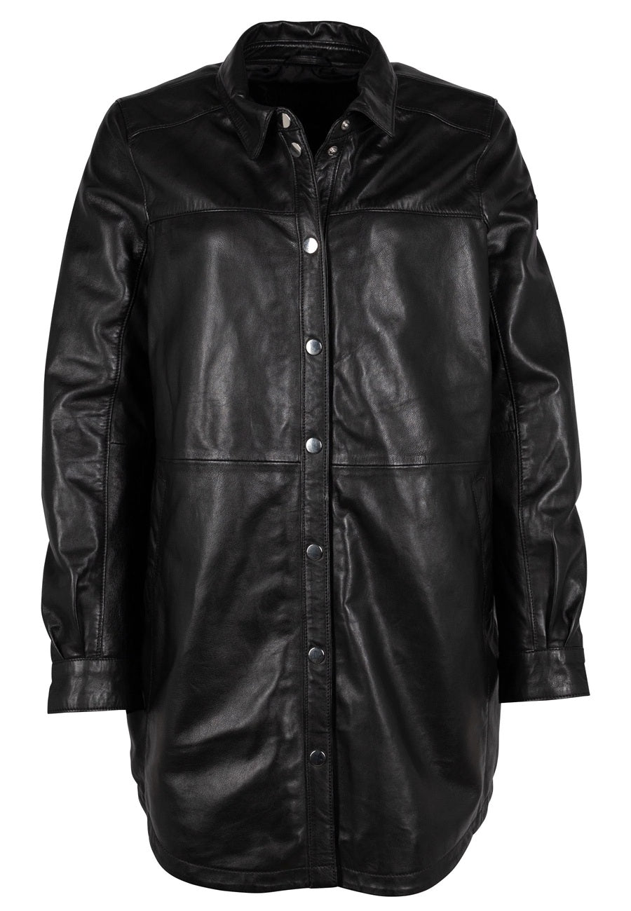 MAHI OVERSIZED LEATHER JACKET - black