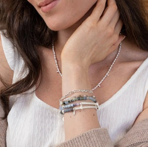 STRONG HIDDEN MESSAGE BRACELET - Opalite/Silver