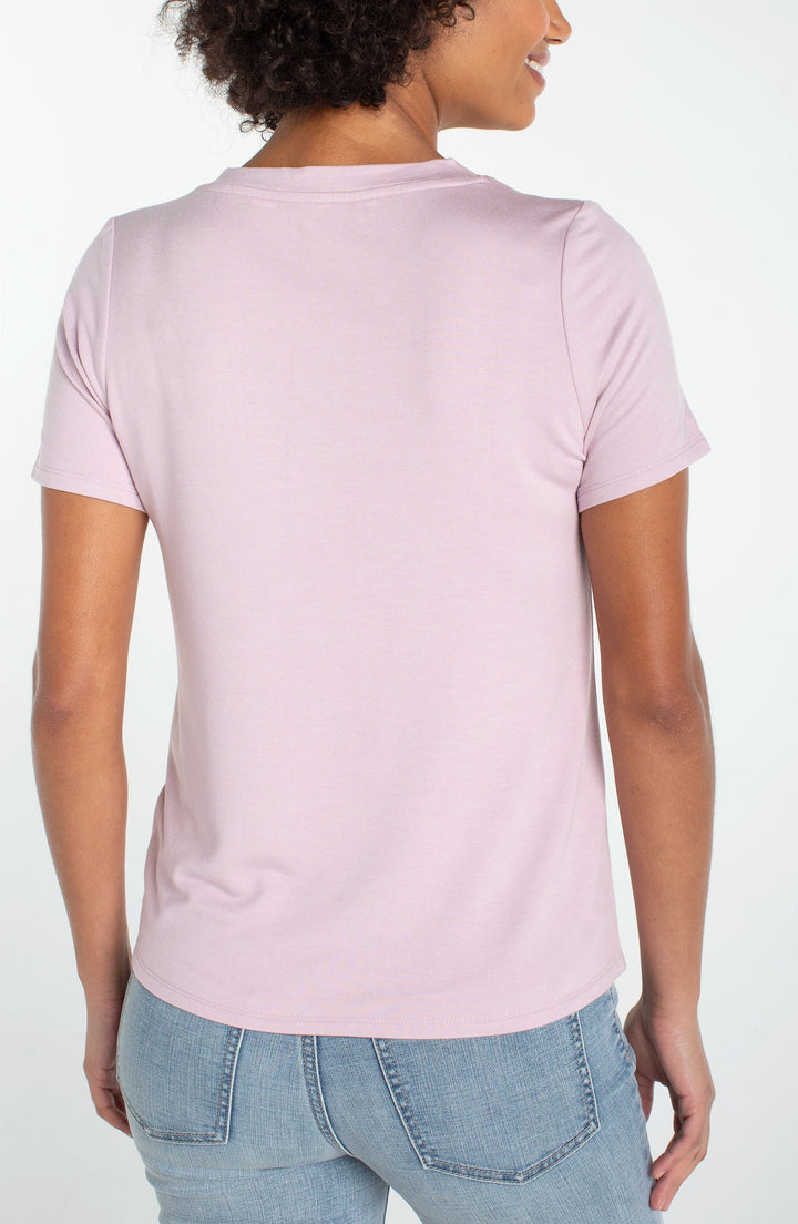 ABBY V-NECK TEE - lilac shadow