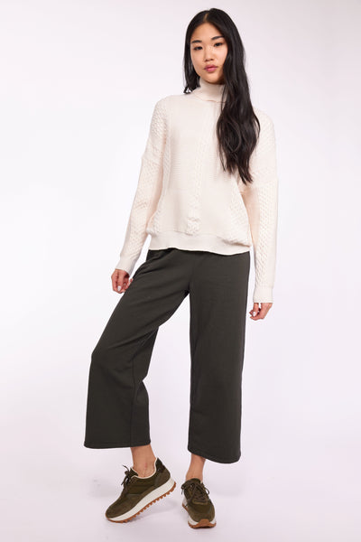SYBLE CABLE TURTLENECK - deep moss or soft ivory
