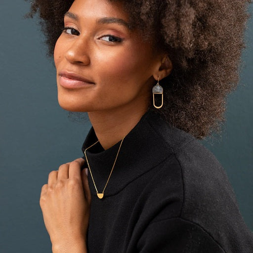 STONE CHANDELIER EARRINGS- labrodorite / gold