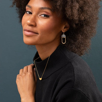 STONE CHANDELIER EARRINGS- labrodorite / gold