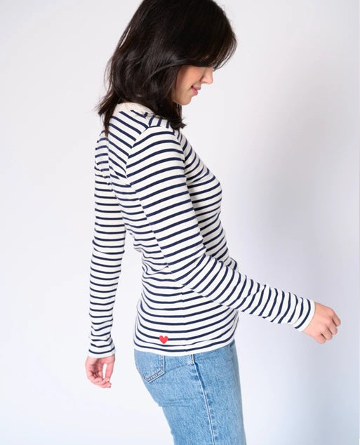 NATHALIE STRIPE HENLEY TOP