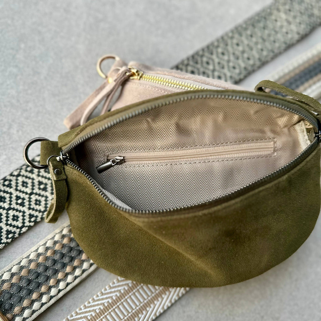 MILLY SUEDE CROSSBODY - olive