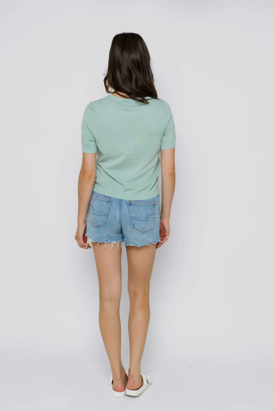 ESSIE ELEVATED SWEATER TEE- cerulean, seafoam, lilac or white stripe