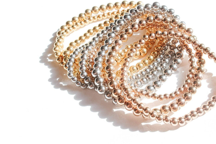 STACKING BEADED BRACELETS - gold, matte black or rose gold