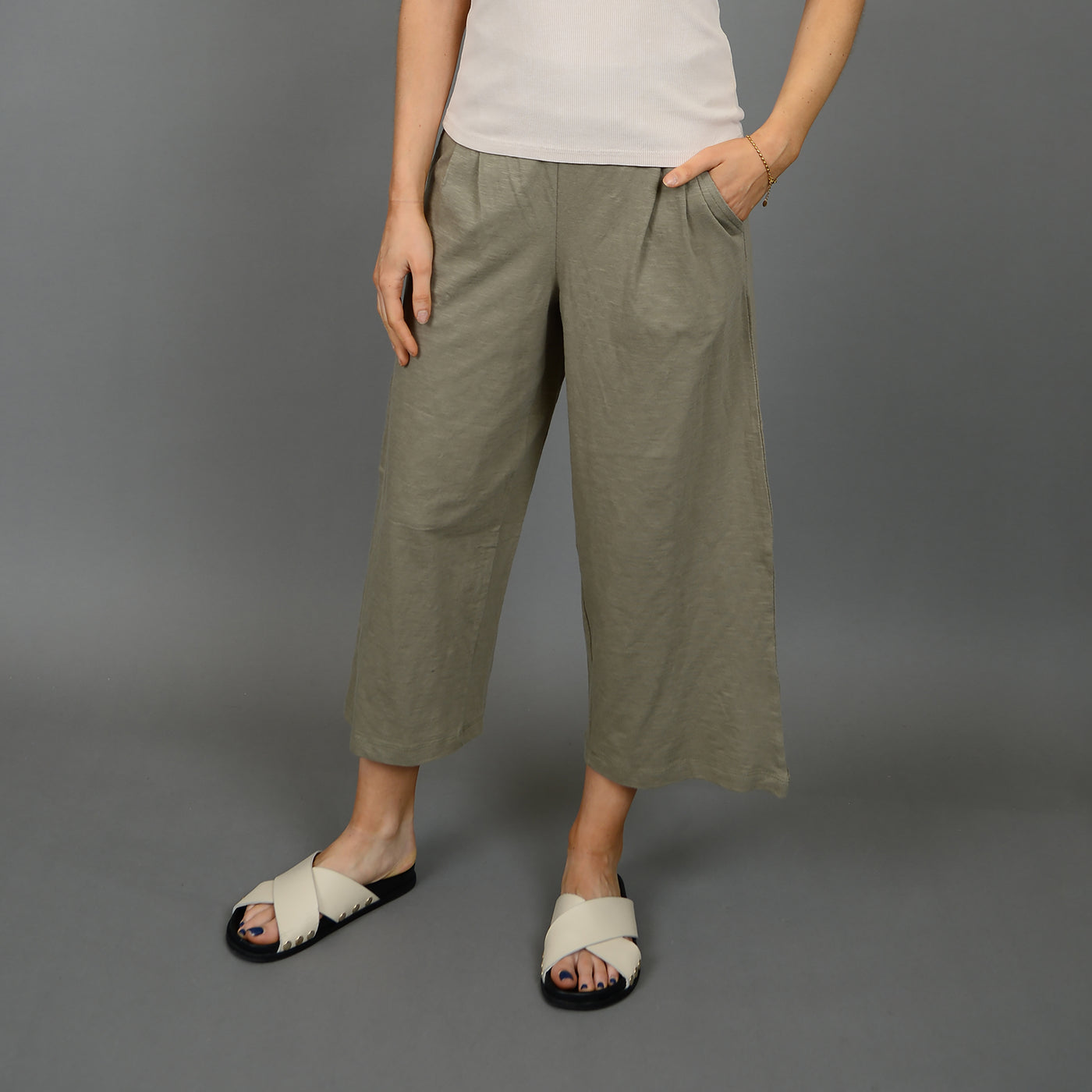 VICTORIANA WIDE CROPPED PANT - olive, terracotta or black