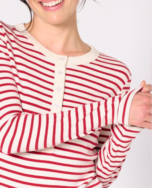 NATHALIE STRIPE HENLEY TOP