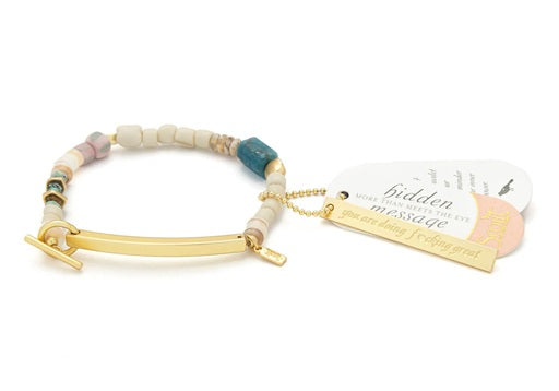 F♥UCKING GREAT HIDDEN MESSAGE BRACELET -Blue Apatite/Gold