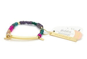STRONG AF HIDDEN MESSAGE BRACELET-Amethyst/Gold