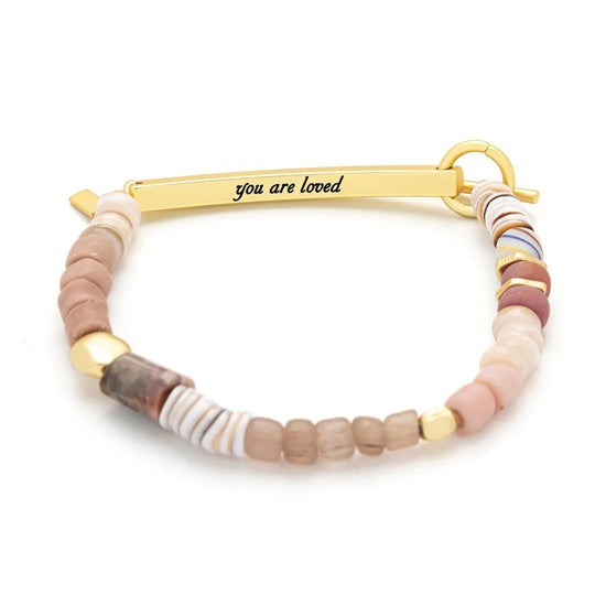 LOVED HIDDEN MESSAGE BRACELET- Rhodochrosite/Gold