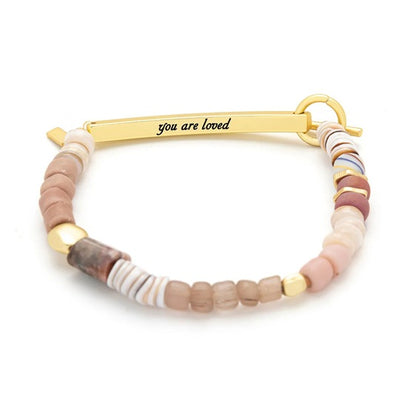 LOVED HIDDEN MESSAGE BRACELET- Rhodochrosite/Gold