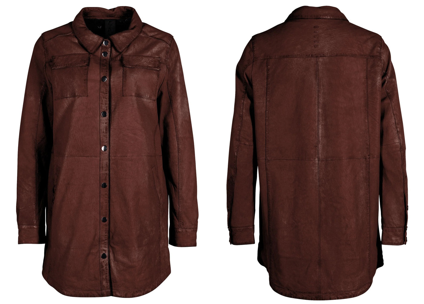 MAHI OVERSIZED LEATHER JACKET -brown