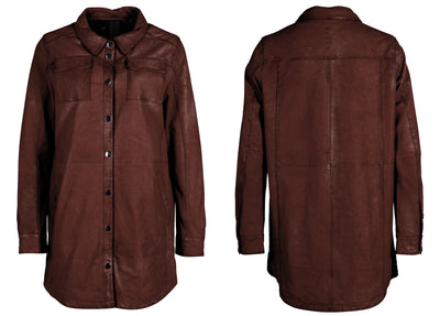 MAHI OVERSIZED LEATHER JACKET -brown