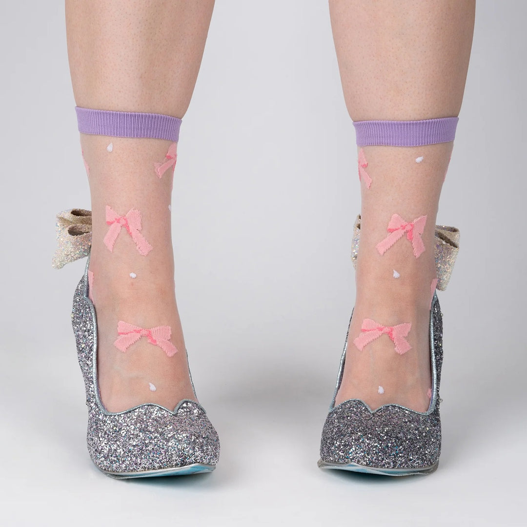 "WRAPPED IN A BOW" SHEER CREW SOCKS
