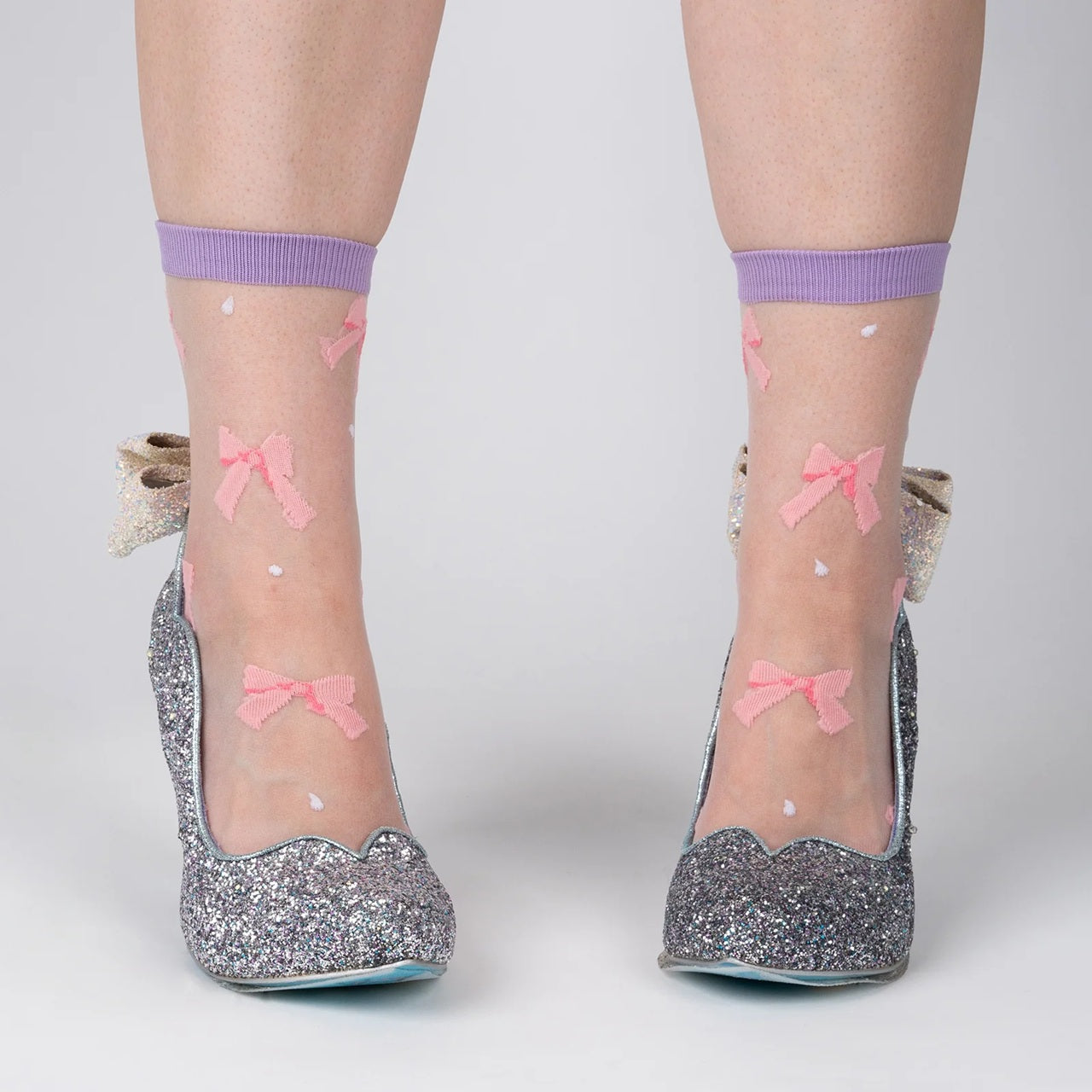 "WRAPPED IN A BOW" SHEER CREW SOCKS