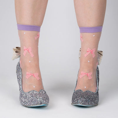 "WRAPPED IN A BOW" SHEER CREW SOCKS