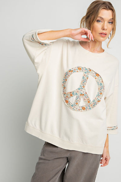 LUV'N PEACE SWEATSHIRT - cream