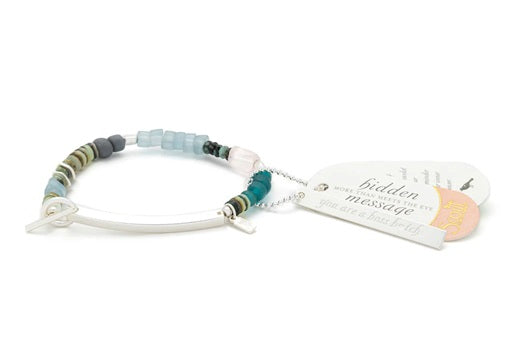 BOSS B♥TCH HIDDEN MESSAGE BRACELET -Rose Quartz/Silver