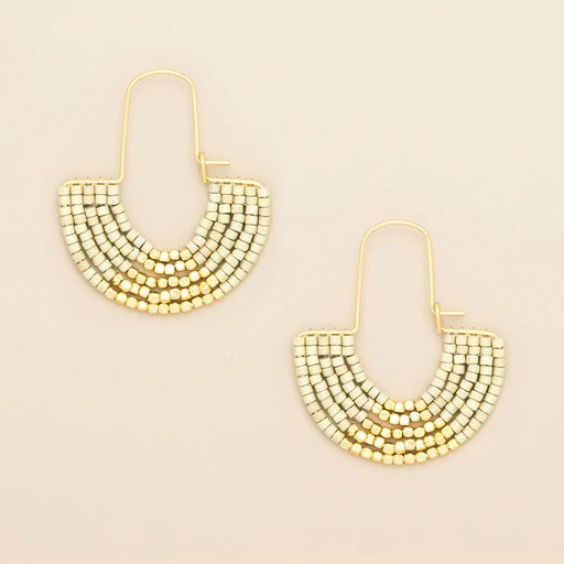 MIYUKI U-HOOP EARRINGS  - Cream/Gold