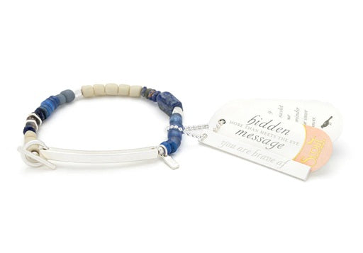 BRAVE AF HIDDEN MESSAGE BRACELET - Lapis/Silver