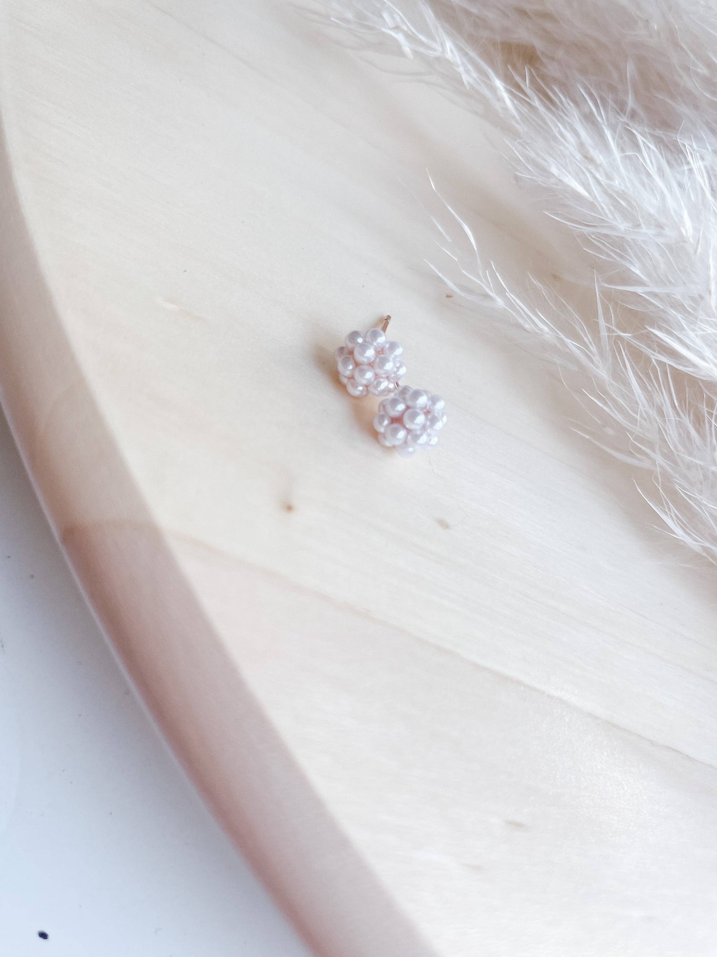 BEADED PEARL STUDS- rose gold, gold or silver