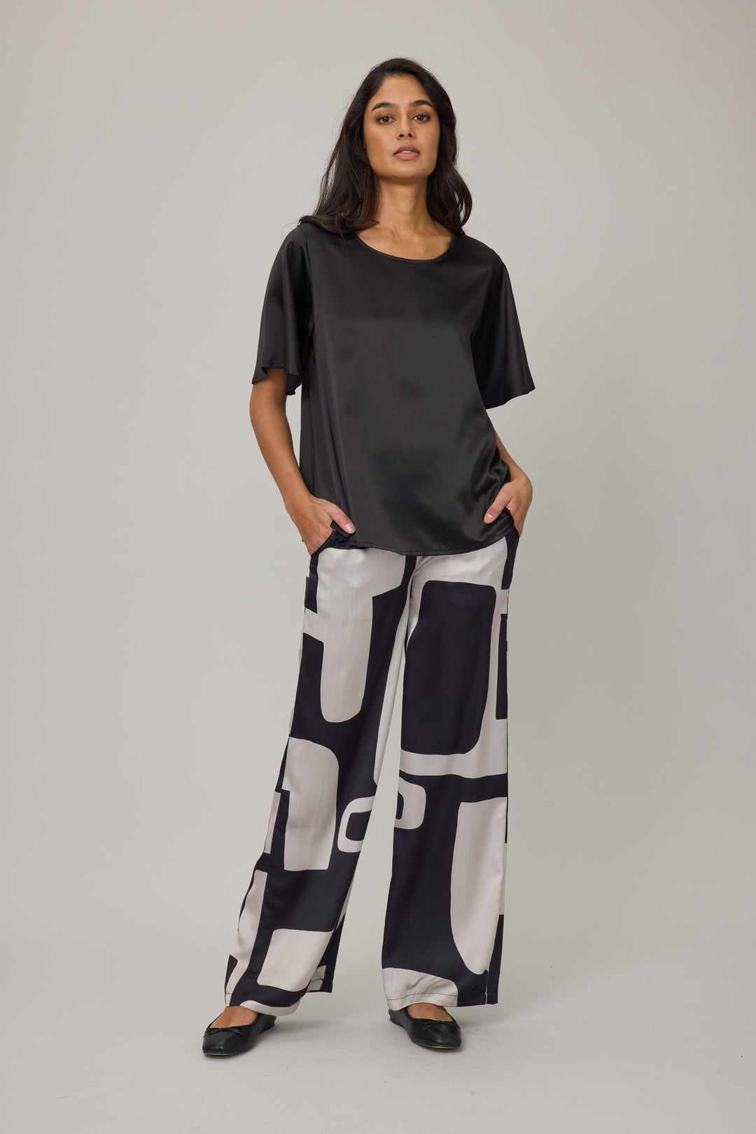 Satin Flutter Sleeve Top