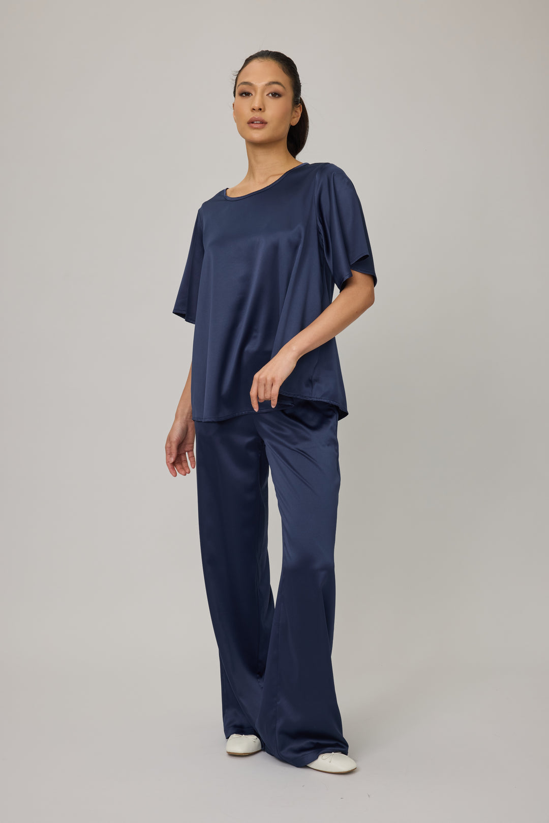 Satin Flutter Sleeve Top