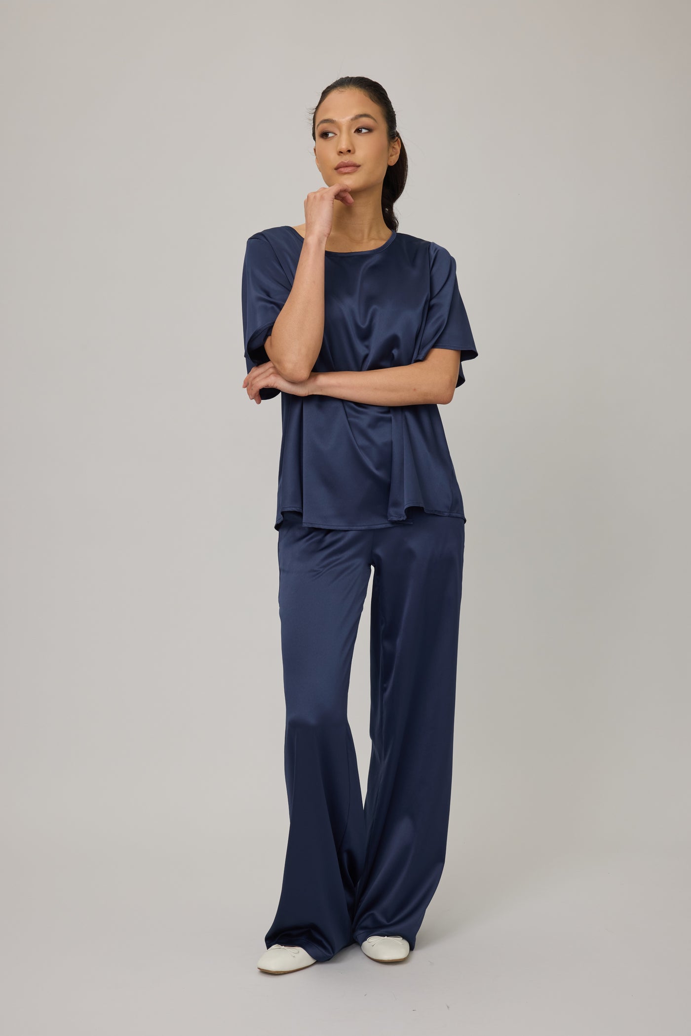 Satin Flutter Sleeve Top
