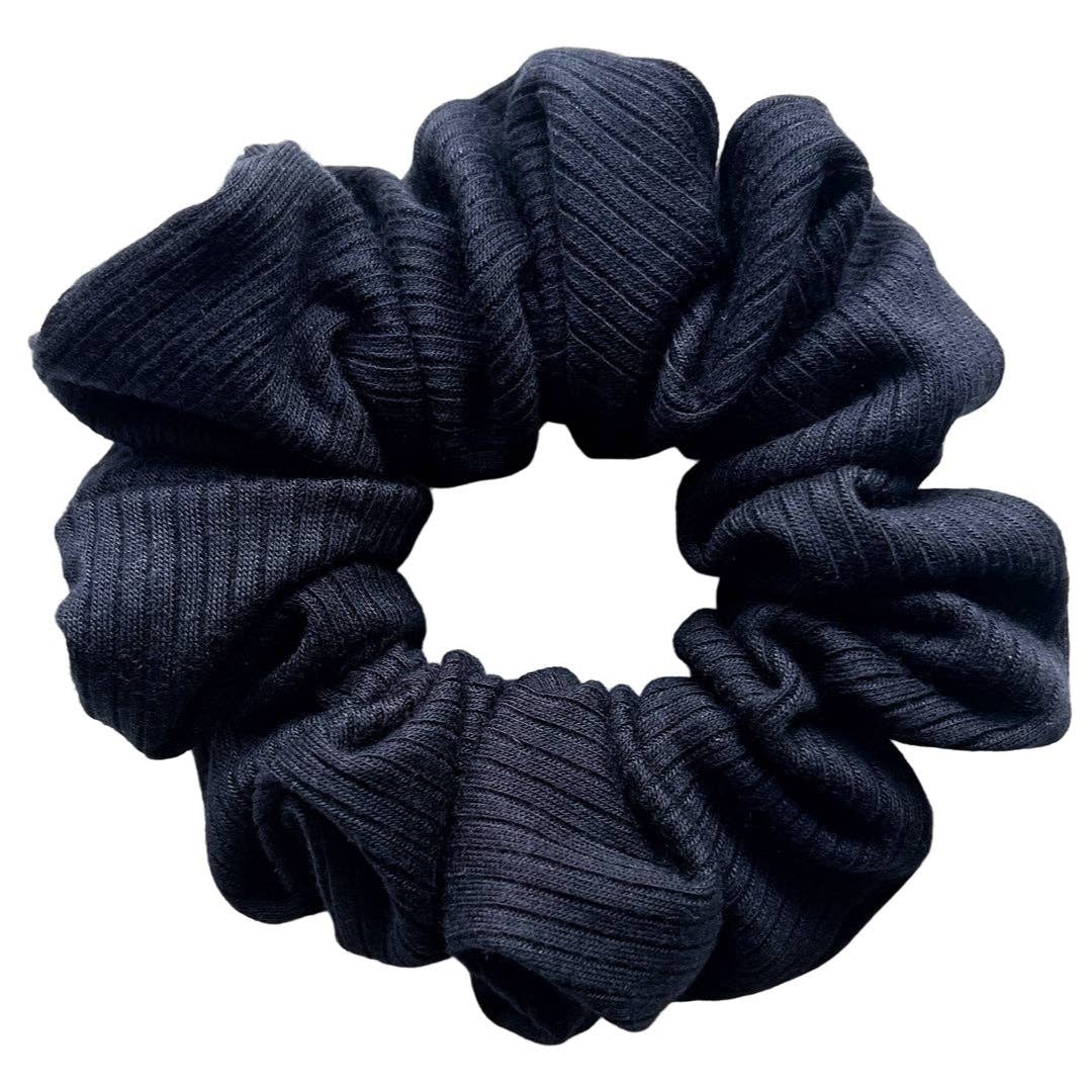 RIBBED SCRUNCHIE - black , cream or charcoal