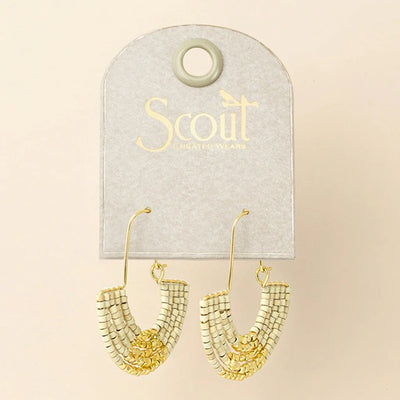 MIYUKI U-HOOP EARRINGS  - Cream/Gold