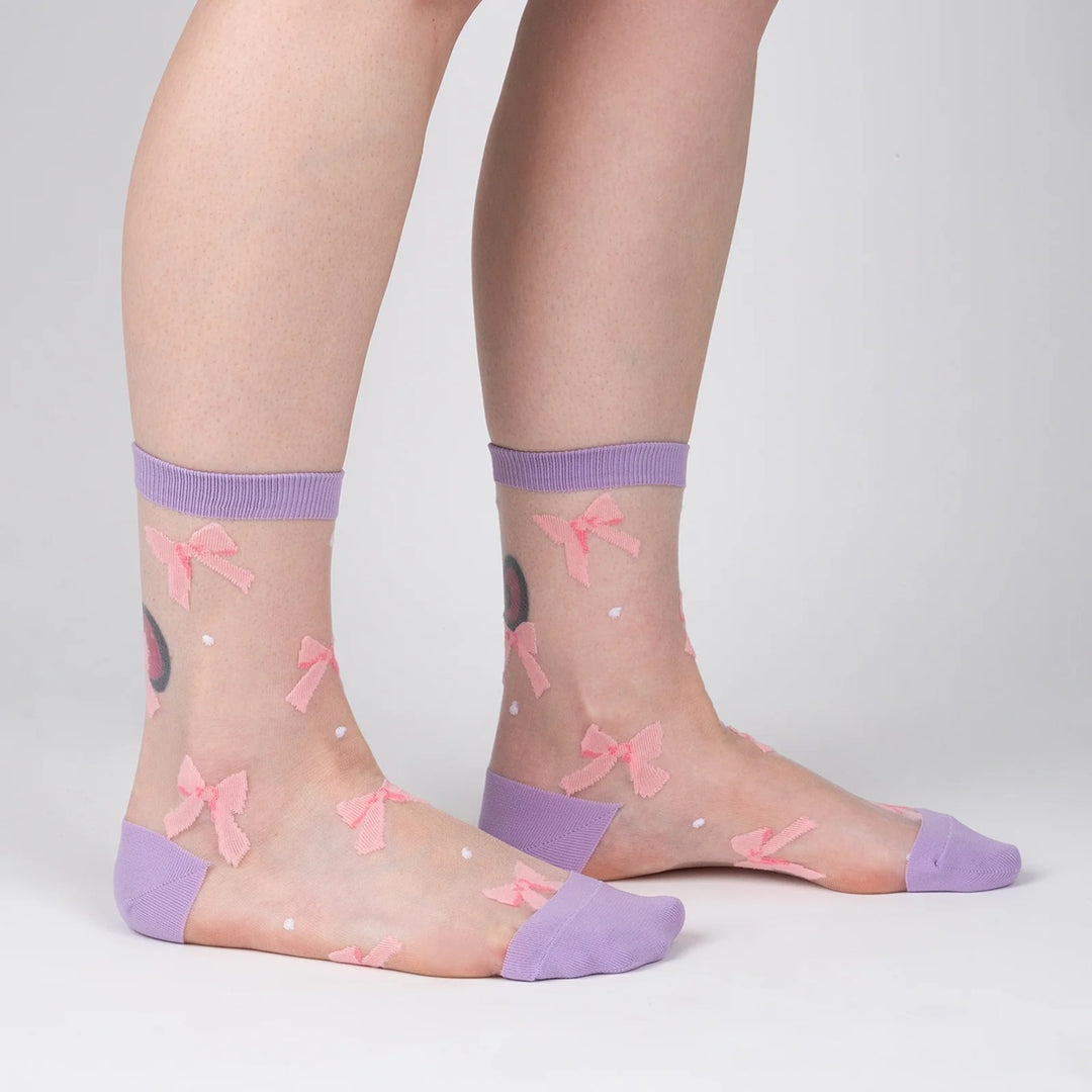 "WRAPPED IN A BOW" SHEER CREW SOCKS