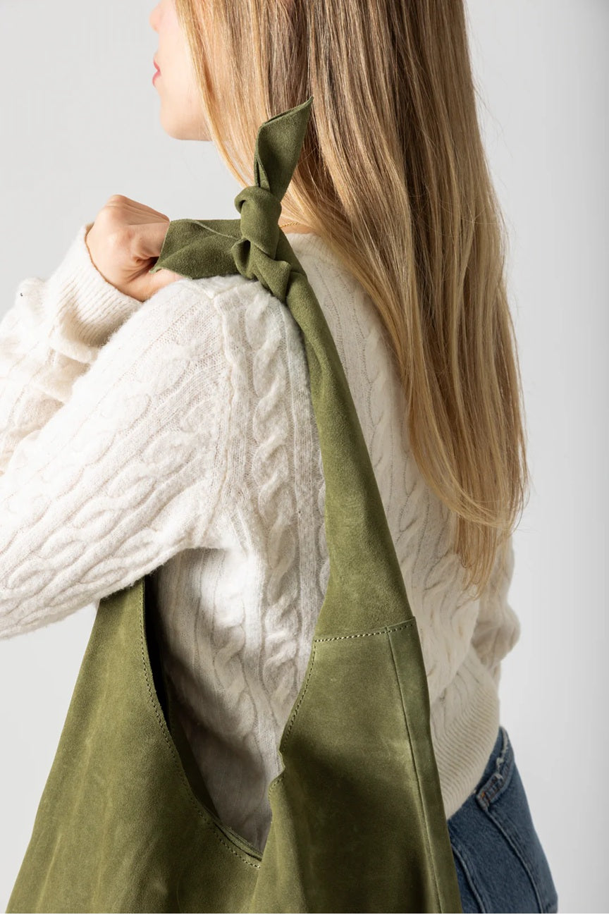 KNOT SUEDE TOTE - olive