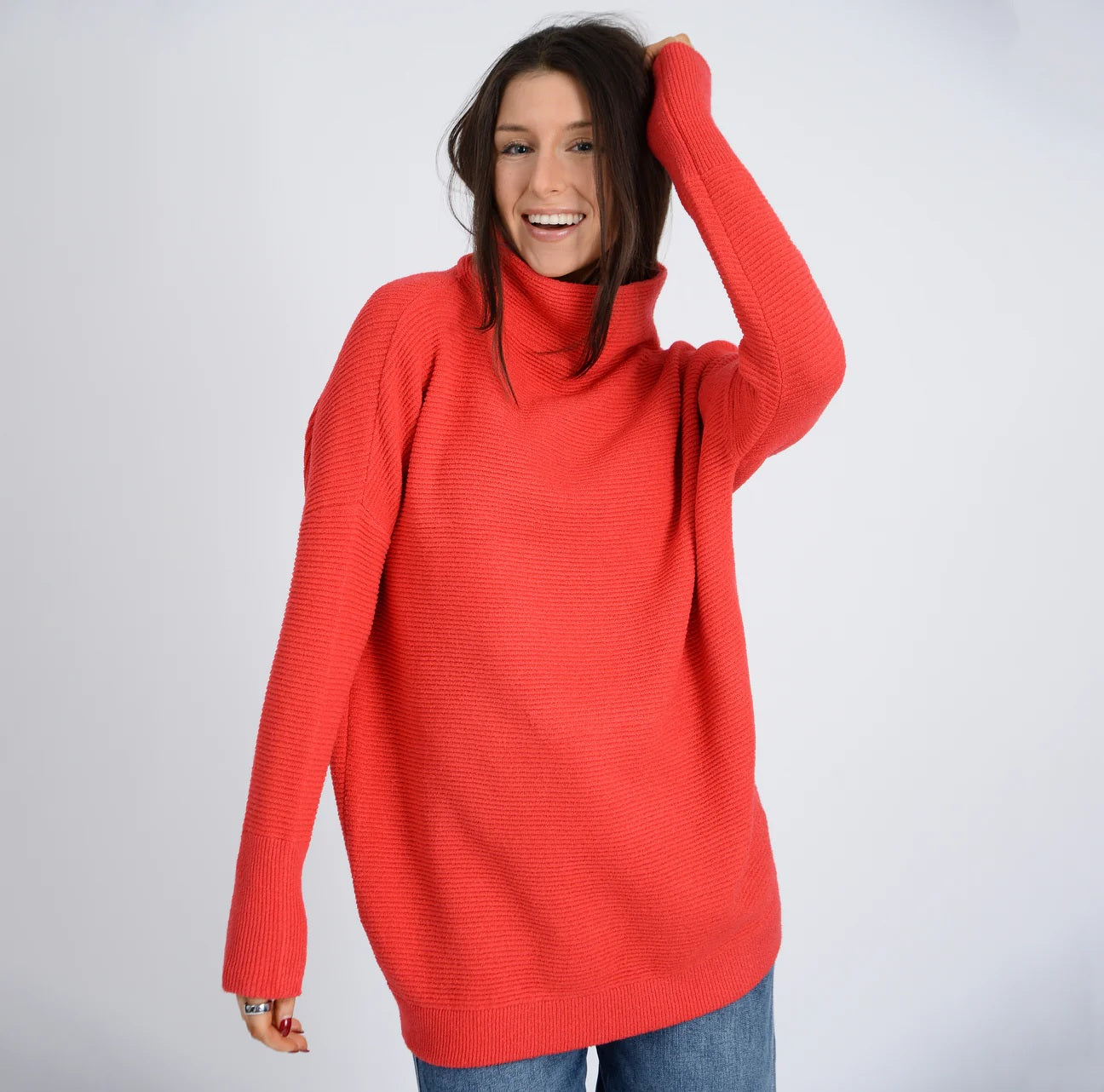 NANCY OTTOMAN SWEATER- dark ivy, poppy red or cuban sand