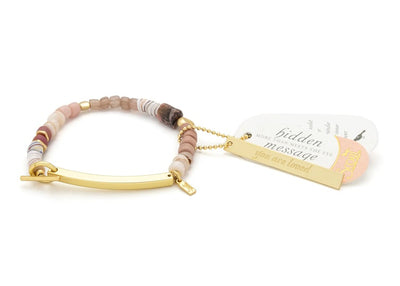 LOVED HIDDEN MESSAGE BRACELET- Rhodochrosite/Gold