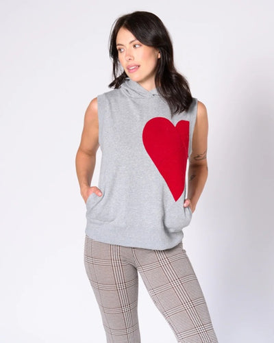 SHERY SLEEVELESS HOODIE - black or grey mix