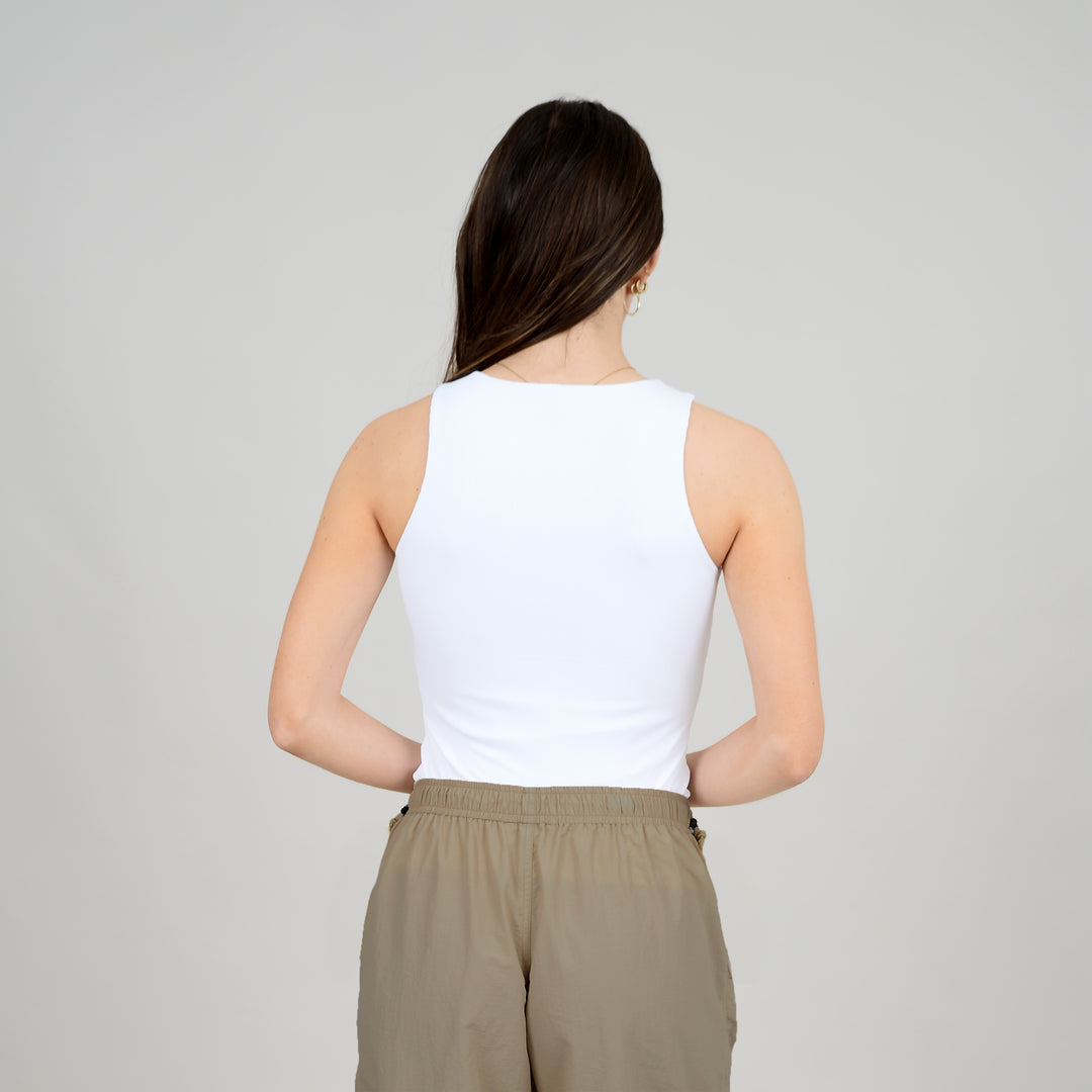 MARIA CONTOUR RIBBED CREWNECK  TANK - black or white