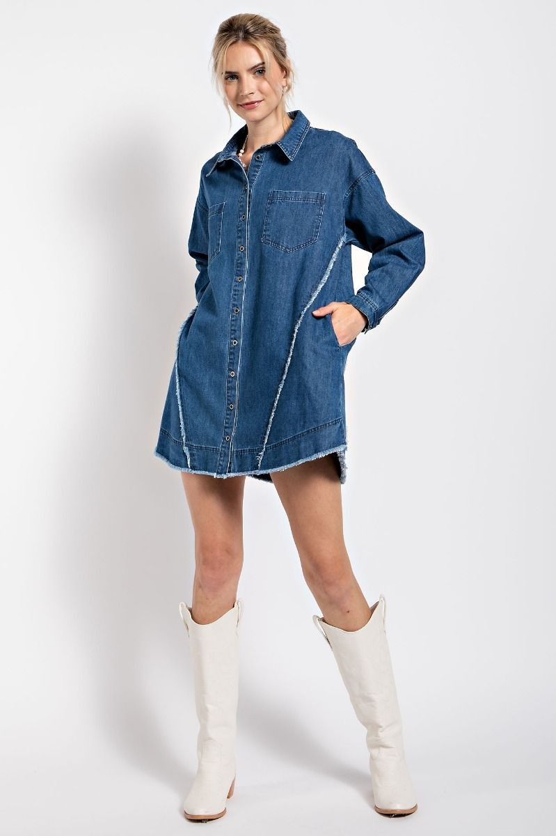 AURA DENIM SHIRT DRESS - dark or light denim