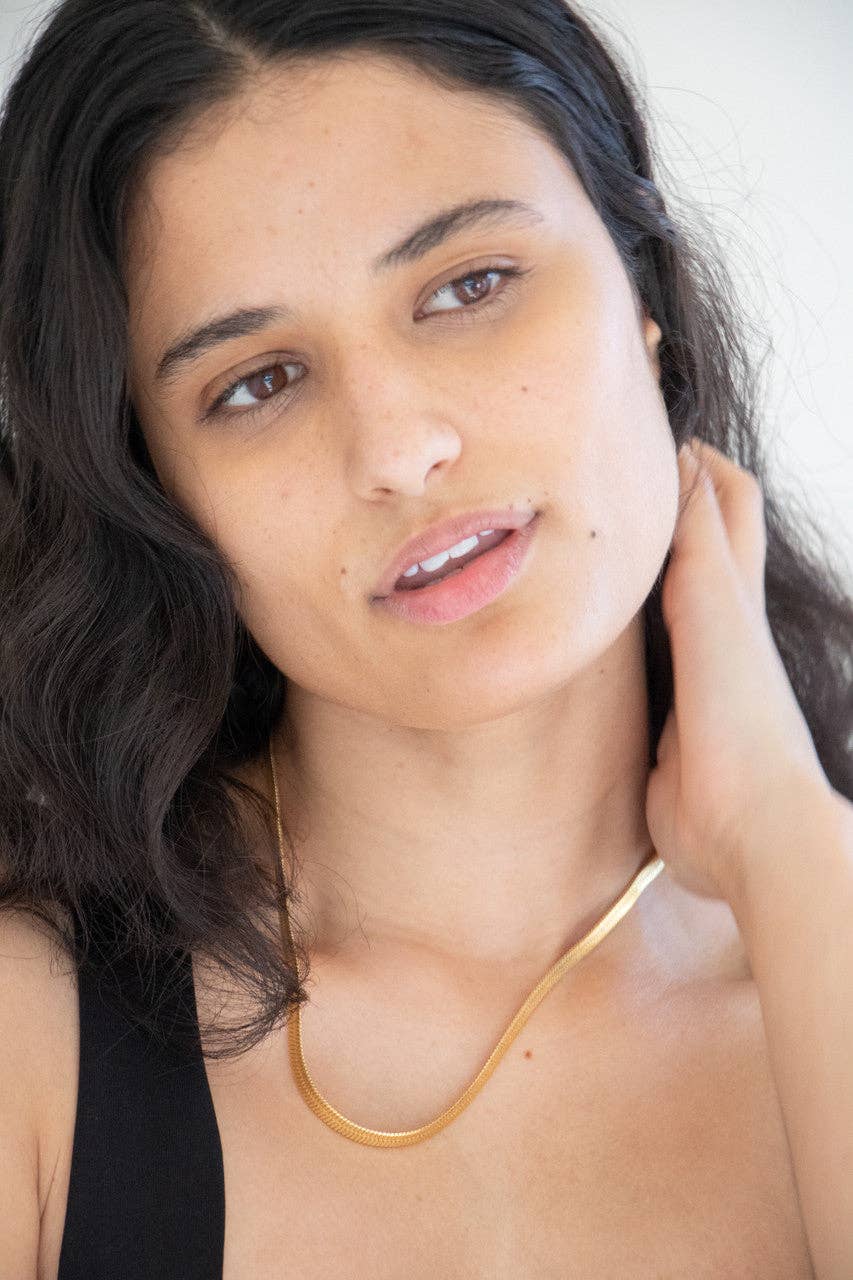 LEIGH FLAT LINK NECKLACE -classic gold, rose gold or silver