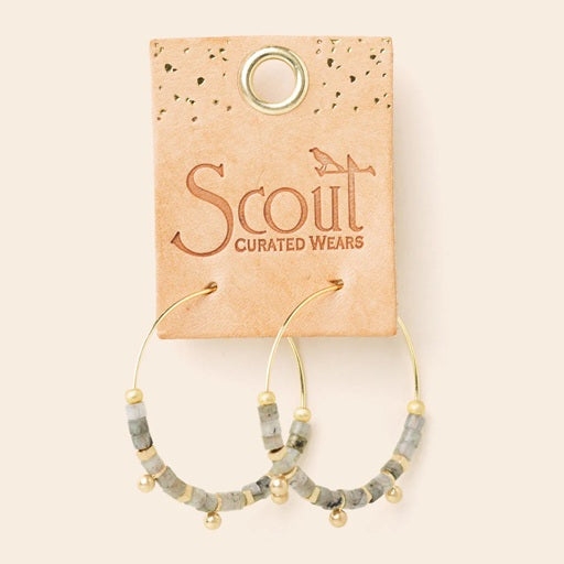 STONE DISK HOOPS - labradorite / gold