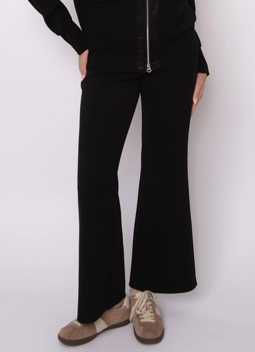 FLORINE SOFT KNIT FLARE PANT - black or prune