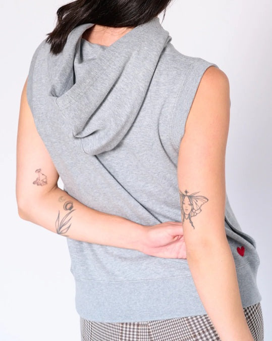 SHERY SLEEVELESS HOODIE - black or grey mix