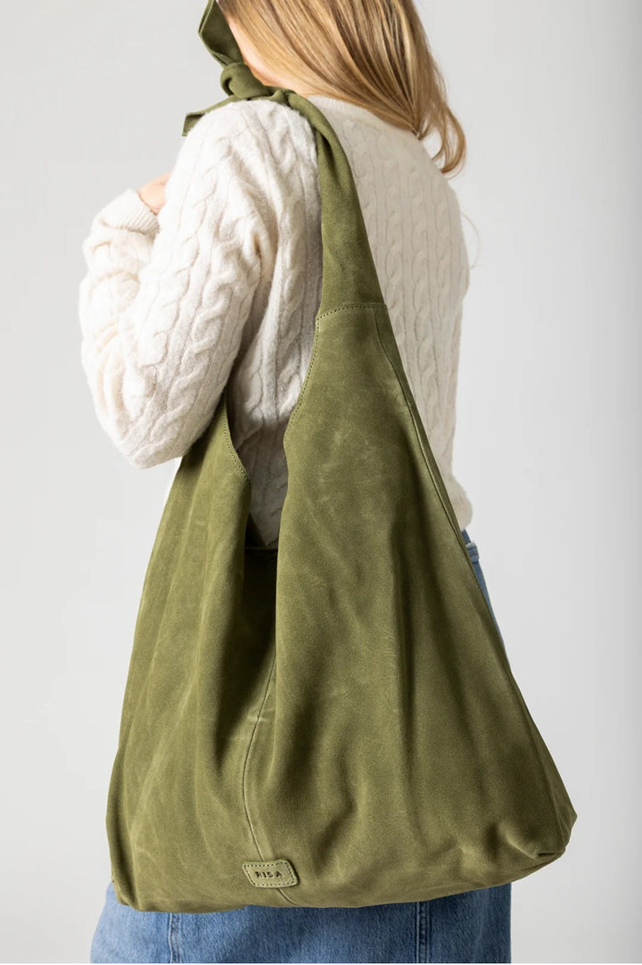 KNOT SUEDE TOTE - olive