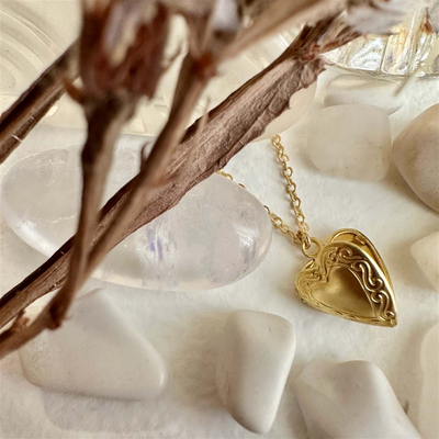 ELIZABETH VINTAGE HEART LOCKET - raw brass